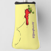 Cute frog in een rode sock springende cartoon golfheadcover (Draai 90)