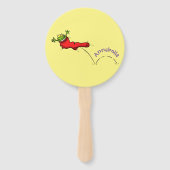 Cute frog in een rode sock springende cartoon handwaaier (Achterkant)