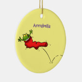 Cute frog in een rode sock springende cartoon keramisch ornament (Rechts)