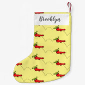 Cute frog in een rode sock springende cartoon kleine kerstsok (Achterkant)