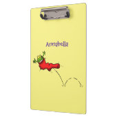 Cute frog in een rode sock springende cartoon klembord (Links)