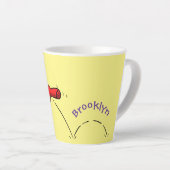 Cute frog in een rode sock springende cartoon latte mok (Rechterhoek)