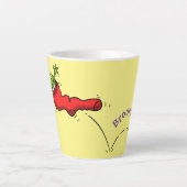 Cute frog in een rode sock springende cartoon latte mok (Voorkant)