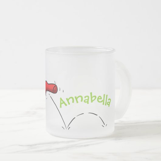 Cute frog in een rode sock springende cartoon matglas koffiemok (Voorkant rechts)