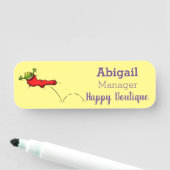 Cute frog in een rode sock springende cartoon naamplaatje (In situ)