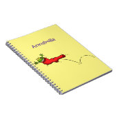 Cute frog in een rode sock springende cartoon notitieboek (Rechterzijde)