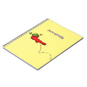 Cute frog in een rode sock springende cartoon notitieboek (Linkerzijde)