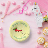 Cute frog in een rode sock springende cartoon papieren kommen (Feest)