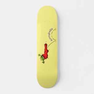 Cute frog in een rode sock springende cartoon persoonlijk skateboard