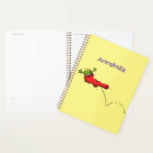 Cute frog in een rode sock springende cartoon planner (Display)