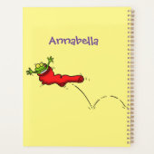 Cute frog in een rode sock springende cartoon planner (Achterkant)