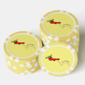Cute frog in een rode sock springende cartoon poker chips (Opstapeling)