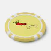 Cute frog in een rode sock springende cartoon poker chips (Enkel)