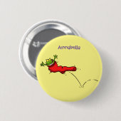 Cute frog in een rode sock springende cartoon ronde button 5,7 cm (Voorkant /achterkant)