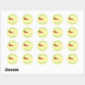 Cute frog in een rode sock springende cartoon ronde sticker (Vel)