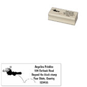 Cute frog in een rode sock springende cartoon rubberstempel (Gestempeld)