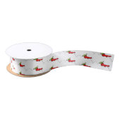 Cute frog in een rode sock springende cartoon satijnen lint (Spoel)