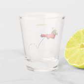 Cute frog in een rode sock springende cartoon shot glas (Achterkant)