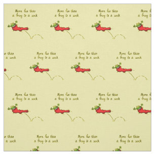 Cute frog in een rode sock springende cartoon stof
