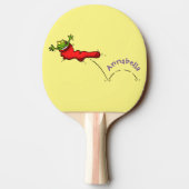 Cute frog in een rode sock springende cartoon tafeltennisbatje (Achterkant)