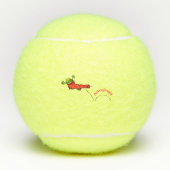 Cute frog in een rode sock springende cartoon tennisballen (Voorkant)