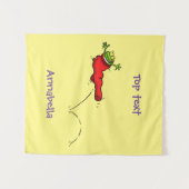 Cute frog in een rode sock springende cartoon wandkleed (Voorkant (horizontaal))