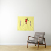 Cute frog in een rode sock springende cartoon wandkleed (In Situ (horizontaal))