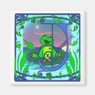 Cute Frog Initiaal J Magnet