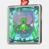 Cute Frog Initiaal J Premium Gift Label/Ornament Metalen Ornament (Links)