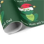 Cute Frog Kerstmis, speciaal gepersonaliseerd groe Cadeaupapier (Rol Hoek)