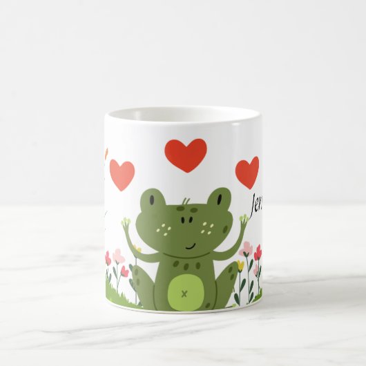 Cute frog-koffie/thee-mok met hart en bloemen koffiemok (Center)