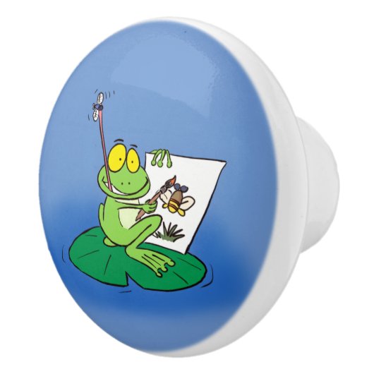 Cute frog kunstenaar cartoon design keramische knop (Rechts)
