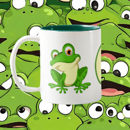 Cute frog-liefhebbers voegen bericht toe tweekleurige koffiemok