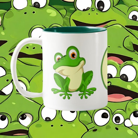 Cute frog-liefhebbers voegen bericht toe tweekleurige koffiemok