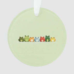 Cute Frog Lineup – Kleurrijke Kawaii Dierenkunst Ornament