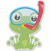 Cute Frog, Little Frog, Green Frog, Snorkel Sticker (Voorkant)