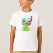 Cute Frog, Little Frog, Green Frog, Snorkel T-shirt (Voorkant)