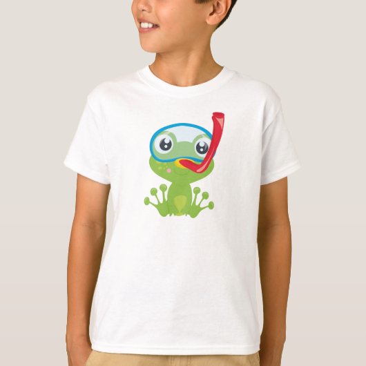 Cute Frog, Little Frog, Green Frog, Snorkel T-shirt (Voorkant)