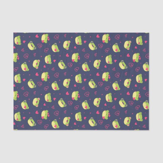 Cute Frog Love Doodle Heart Pattern Valentijnsdag Tissuepapier (Voorkant)
