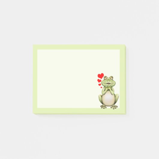 Cute Frog Love Drawing Green Post-it® Notes (Voorkant)