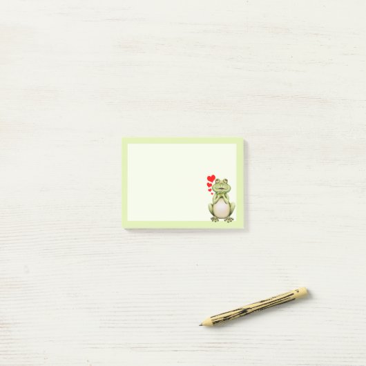 Cute Frog Love Drawing Green Post-it® Notes (Op bureau)