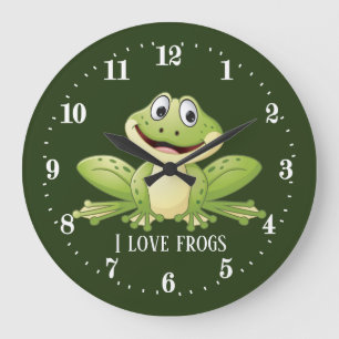 cute frog lovers add text Large Clock  Grote Klok