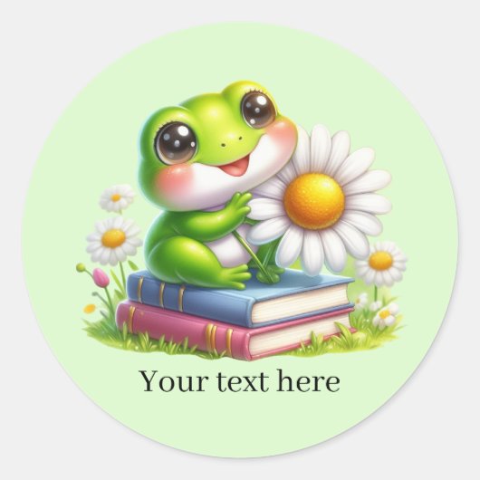 Cute frog lovers customizable  ronde sticker (Voorkant)