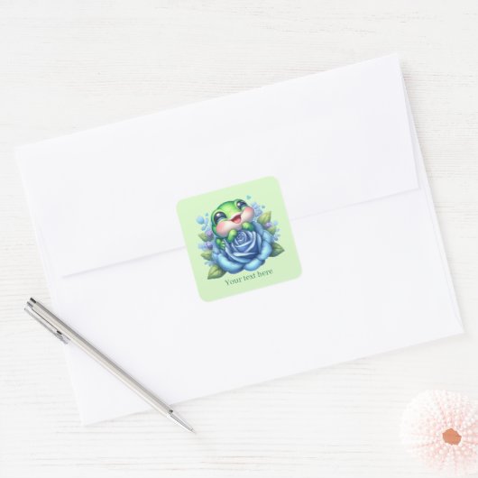 Cute frog lovers customizable vierkante sticker (Envelop)