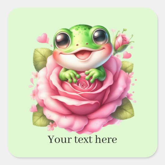 Cute frog lovers customizable  vierkante sticker (Voorkant)