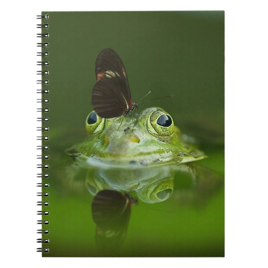 Cute frog met een Butterfly aan zijn neus Notitieboek (Voorkant)
