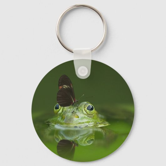 Cute frog met een Butterfly aan zijn neus Sleutelhanger (Voorkant)