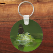 Cute frog met een Butterfly aan zijn neus Sleutelhanger (Voorkant)