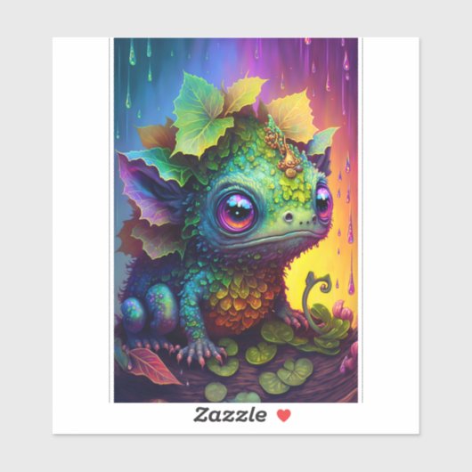 Cute Frog Monster Fantasy Art Sticker (Vel)