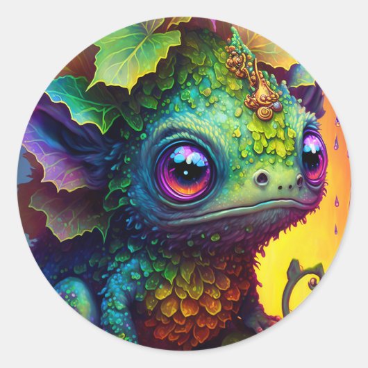 Cute Frog Monster Fantasy Classic Round Sticker (Voorkant)